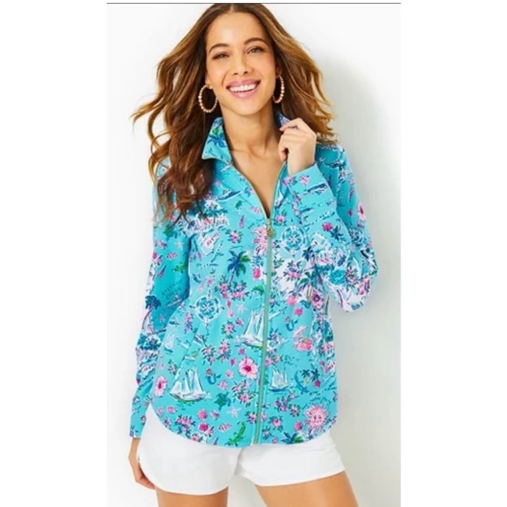 Lilly Pulitzer Amalfi Blue Roadtrip SPF zip up